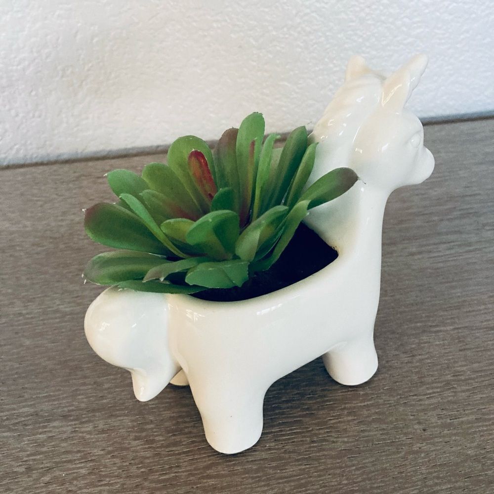 Unicorn Ceramic Succulent Artificial Planter Pot - Picture 3 of 3
